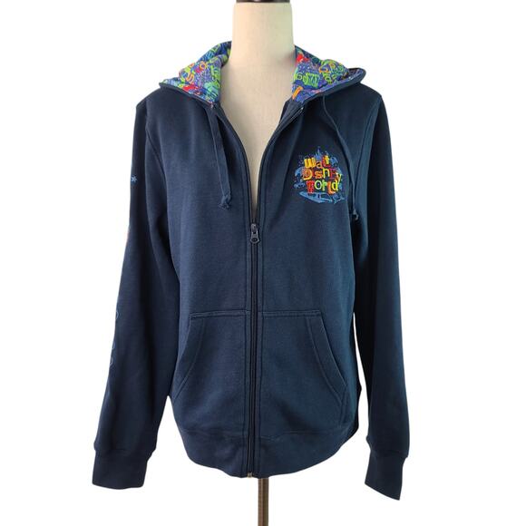 Disney World Parks Blue Red Yellow Zip Up Embroidered Hoodie Jacket XL - Picture 2 of 7